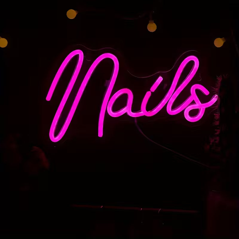 1pc Nails Neon Light Sign - Neon Signs for Home, Salon, and Nails Studio with Creative Letter Design and LED Lighting