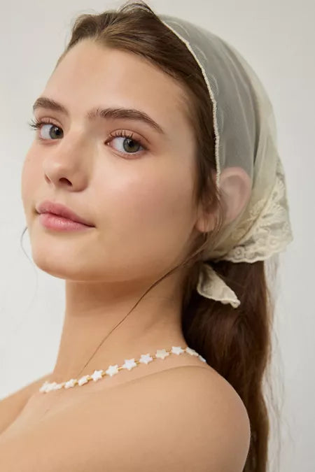 Sheer Floral Lace Headscarf