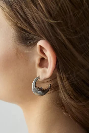 Man In The Moon Hoop Earring