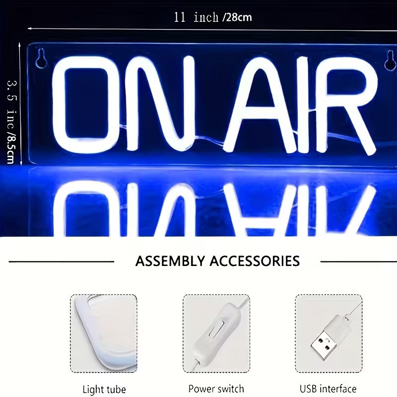LED Neon 'On Air' Sign - USB-Powered Perfect for Live Streaming, Gaming Rooms & Party Decor