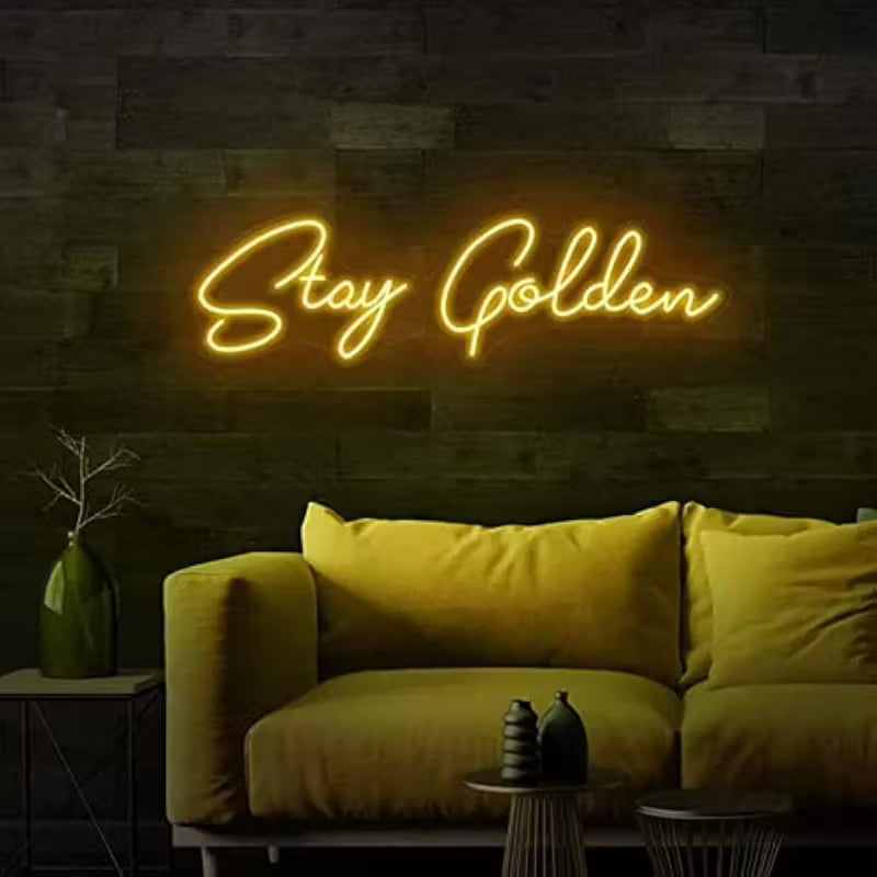 Stay Golden LED Neon Sign - USB-Powered Wall Art with Adjustable Brightness