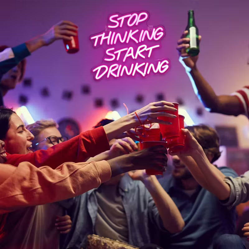 USB Powered Bar Neon Lights, Drinking Neon Sign | Stop Thinking and Start