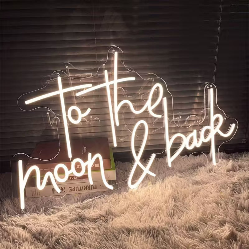 Vibrant LED Neon Sign 'To the Moon & Back' - Stunning USB Powered Wall Hanging