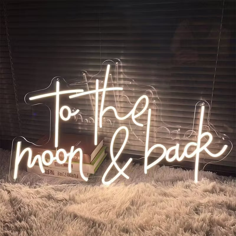 Vibrant LED Neon Sign 'To the Moon & Back' - Stunning USB Powered Wall Hanging