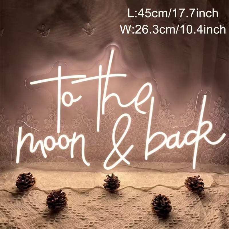 Vibrant LED Neon Sign 'To the Moon & Back' - Stunning USB Powered Wall Hanging