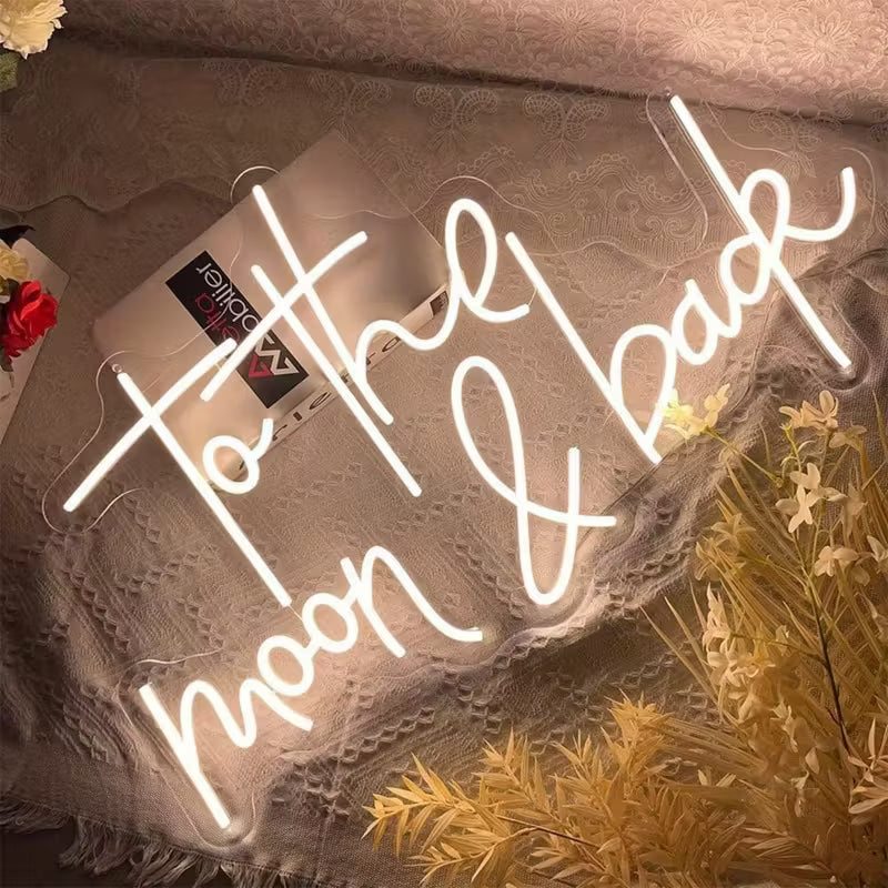 Vibrant LED Neon Sign 'To the Moon & Back' - Stunning USB Powered Wall Hanging