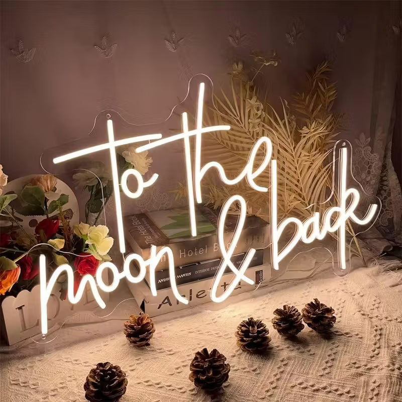 Vibrant LED Neon Sign 'To the Moon & Back' - Stunning USB Powered Wall Hanging