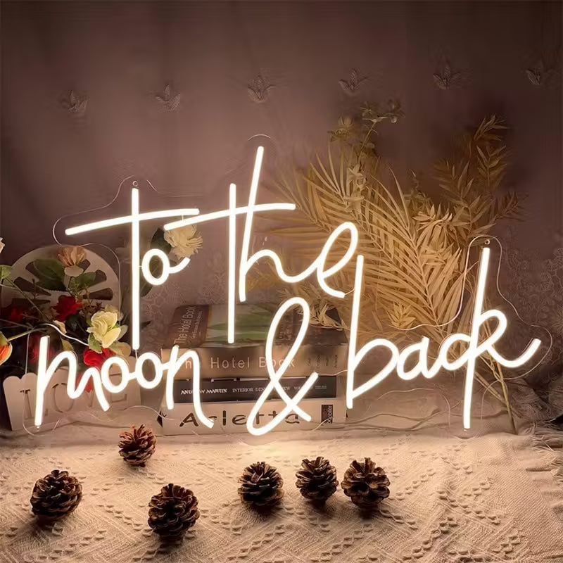 Vibrant LED Neon Sign 'To the Moon & Back' - Stunning USB Powered Wall Hanging