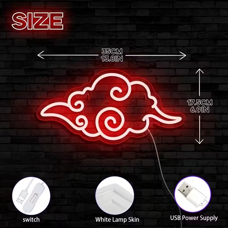 Vibrant Red & White 1pc Anime Neon Sign Light - Cool Gaming Ambiance Lighting