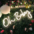 Neon Lights - White LED Wall Decor with "Oh " Design, USB-Powered,