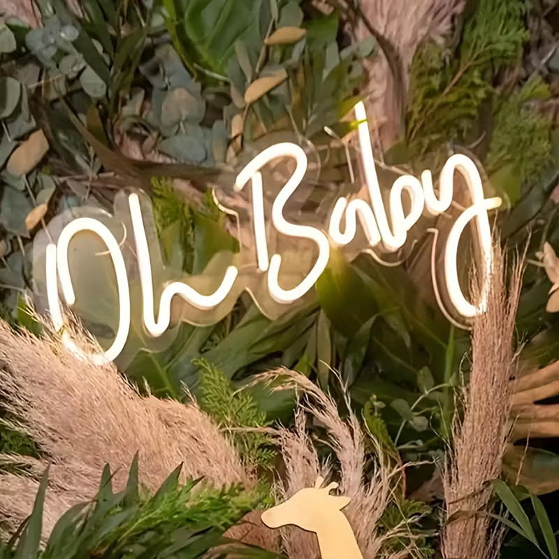 Neon Lights - White LED Wall Decor with "Oh " Design, USB-Powered,