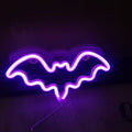 Purple Bat LED Neon Light - USB/Battery Powered Halloween Wall Decor for Home, Bar, Game Room