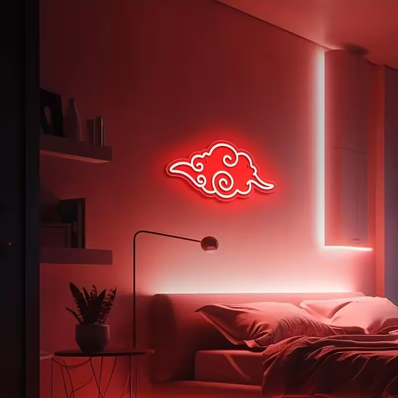 Vibrant Red & White 1pc Anime Neon Sign Light - Cool Gaming Ambiance Lighting