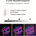 Dimmable LED Neon Sign "Cocktails & Dreams" - USB Powered Plastic Wall Hanging Light with Switch Control for Bedroom,