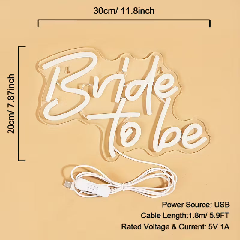 Romantic Bride To Be LED Neon Sign - USB Powered Wall Art for Bedroom Decor