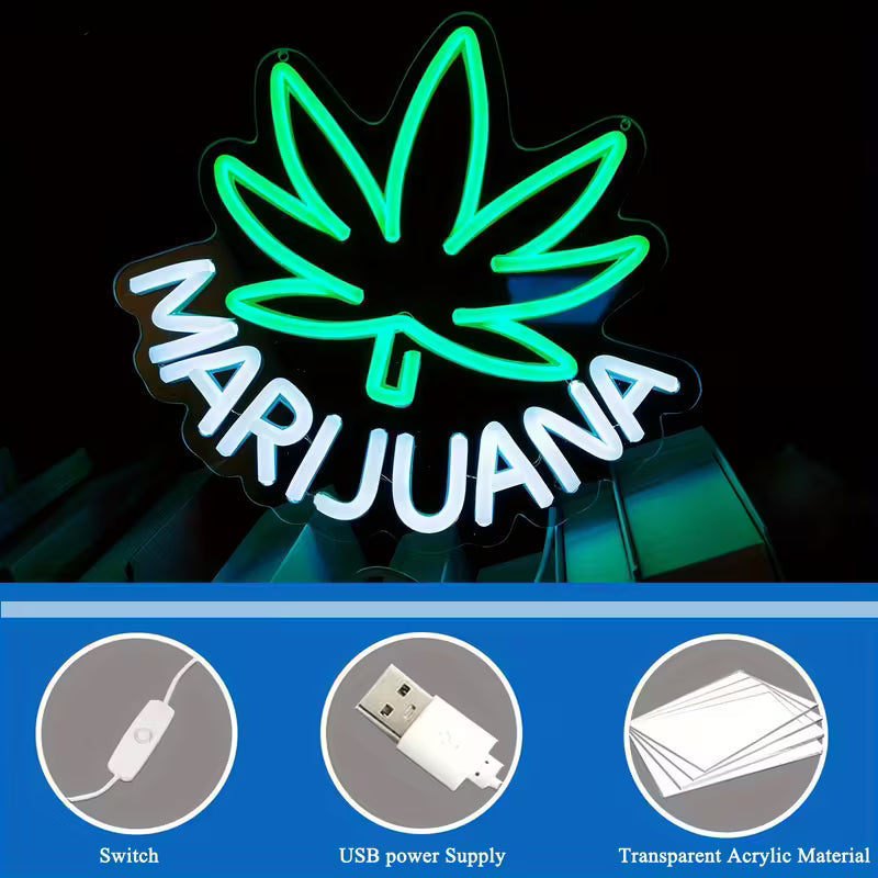 Chic Leaf Weed LED Neon Sign -USB Interface Electronic lamp USB