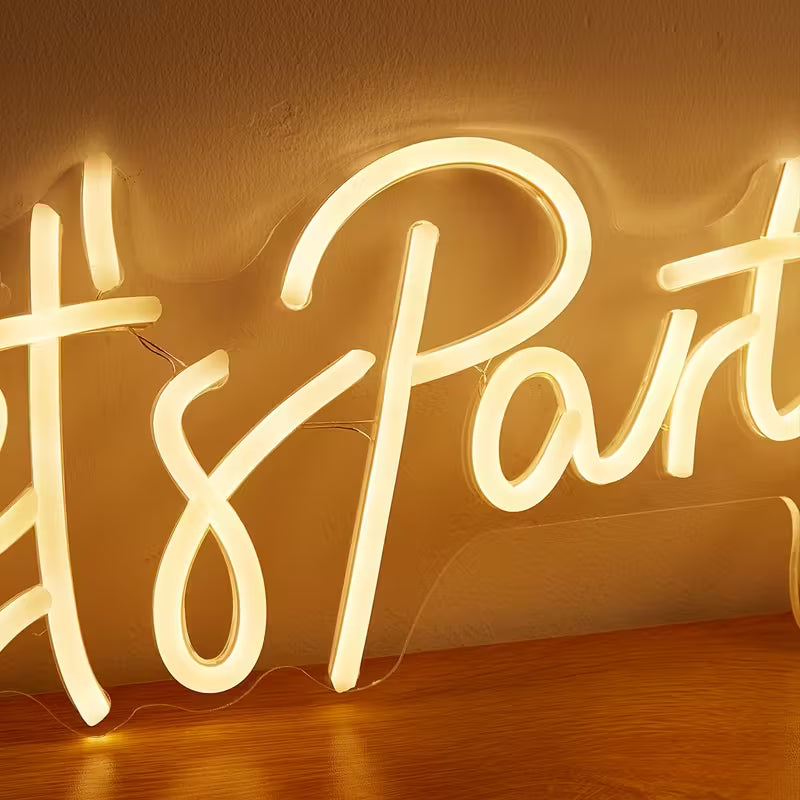 1pc LED Wall Hanging Neon Sign - Let'S Party, 5V USB Powered, Plastic Material, No Battery, Bedrooms