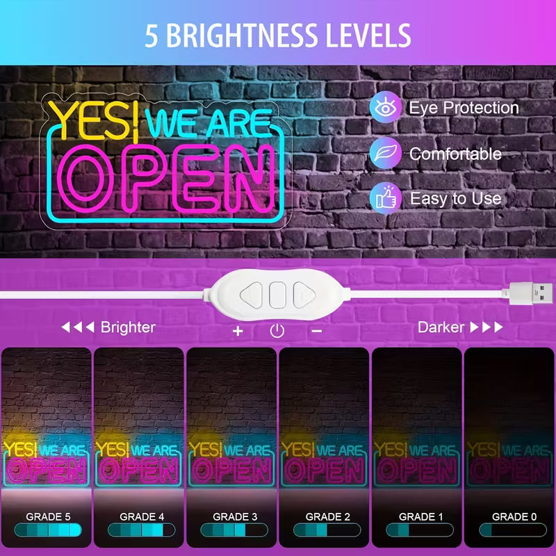 neonlife LED Open Neon Sign | Bright, Adjustable Brightness