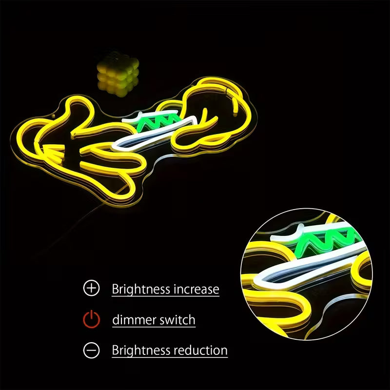 Unique Neon Glove Sign with Green Leaf Detail - USB Powered Plastic Wall Hanging Light with