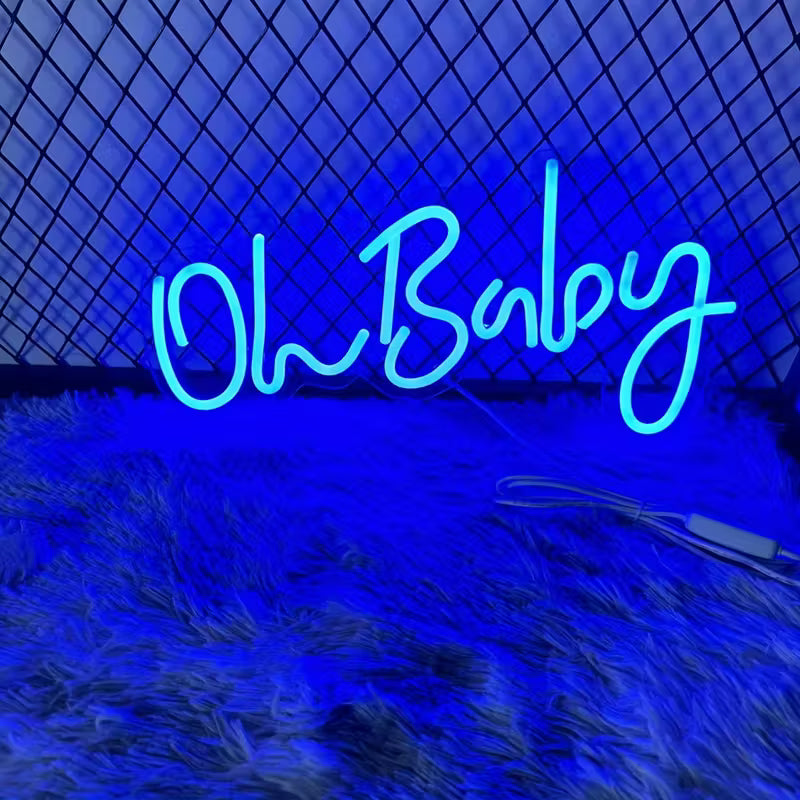 Oh Neon Sign - USB-Powered LED Wall Decor with Adjustable Brightness, Warm White Glow, 16.4x8.2 Inches - Perfect for Bedroom, Birthday Parties & Weddings, Plastic Material, Easy Wall Mount, Neon Signs for Wall Decor